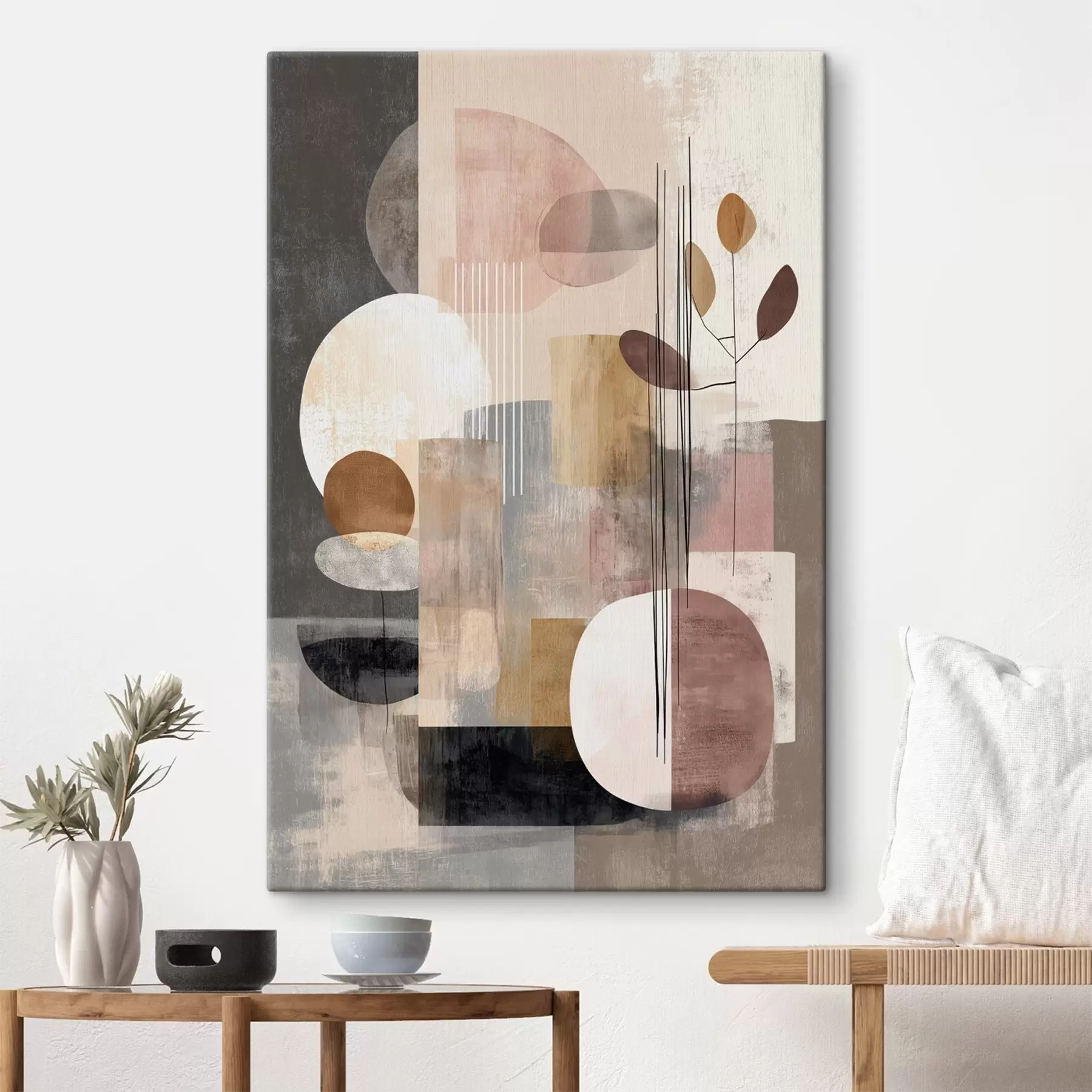 murales de pared Collage con elementos botánicos en estilo de pintura digital. s47981