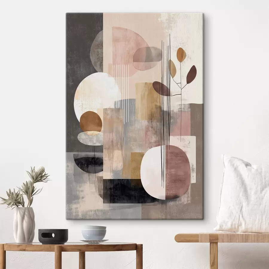 murales de pared Collage con elementos botánicos en estilo de pintura digital. s47981