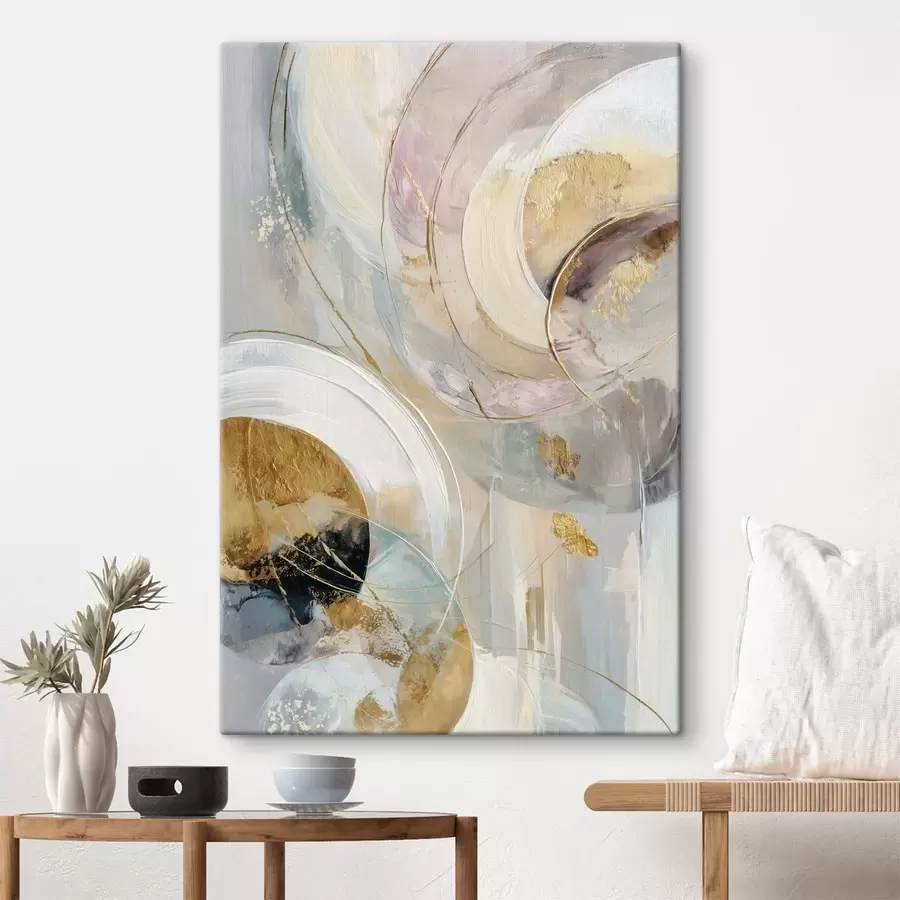 murales de pared Composición con elementos circulares superpuestos y pinceladas s47983