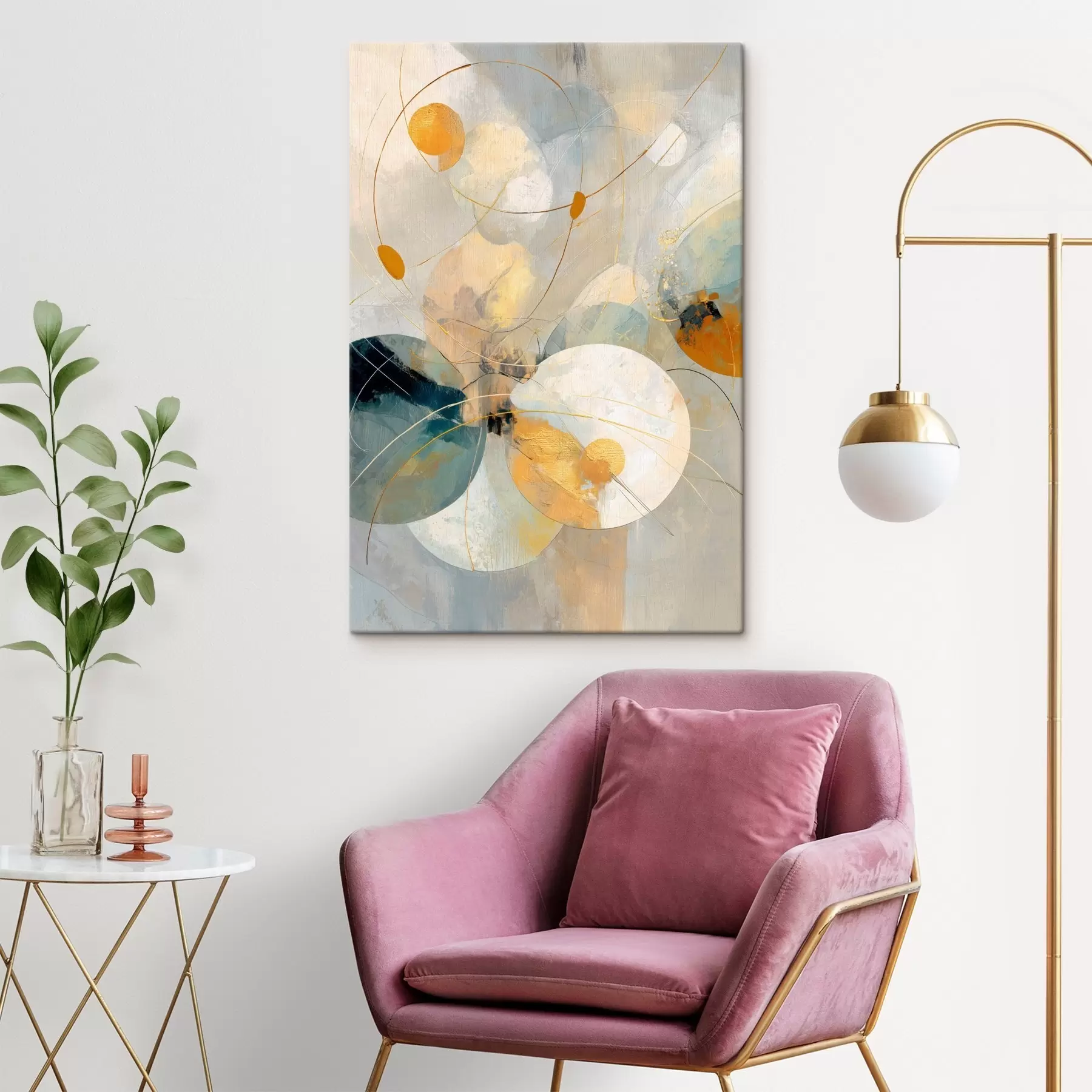 murales de pared Composición de esferas translúcidas y puntos texturizados. s47985