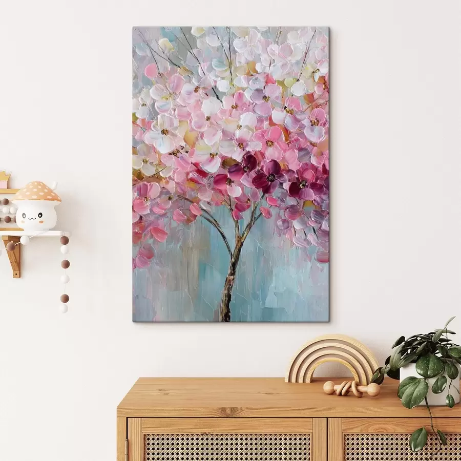 murales de pared Delicadas flores rosadas contra un cielo despejado. s47988