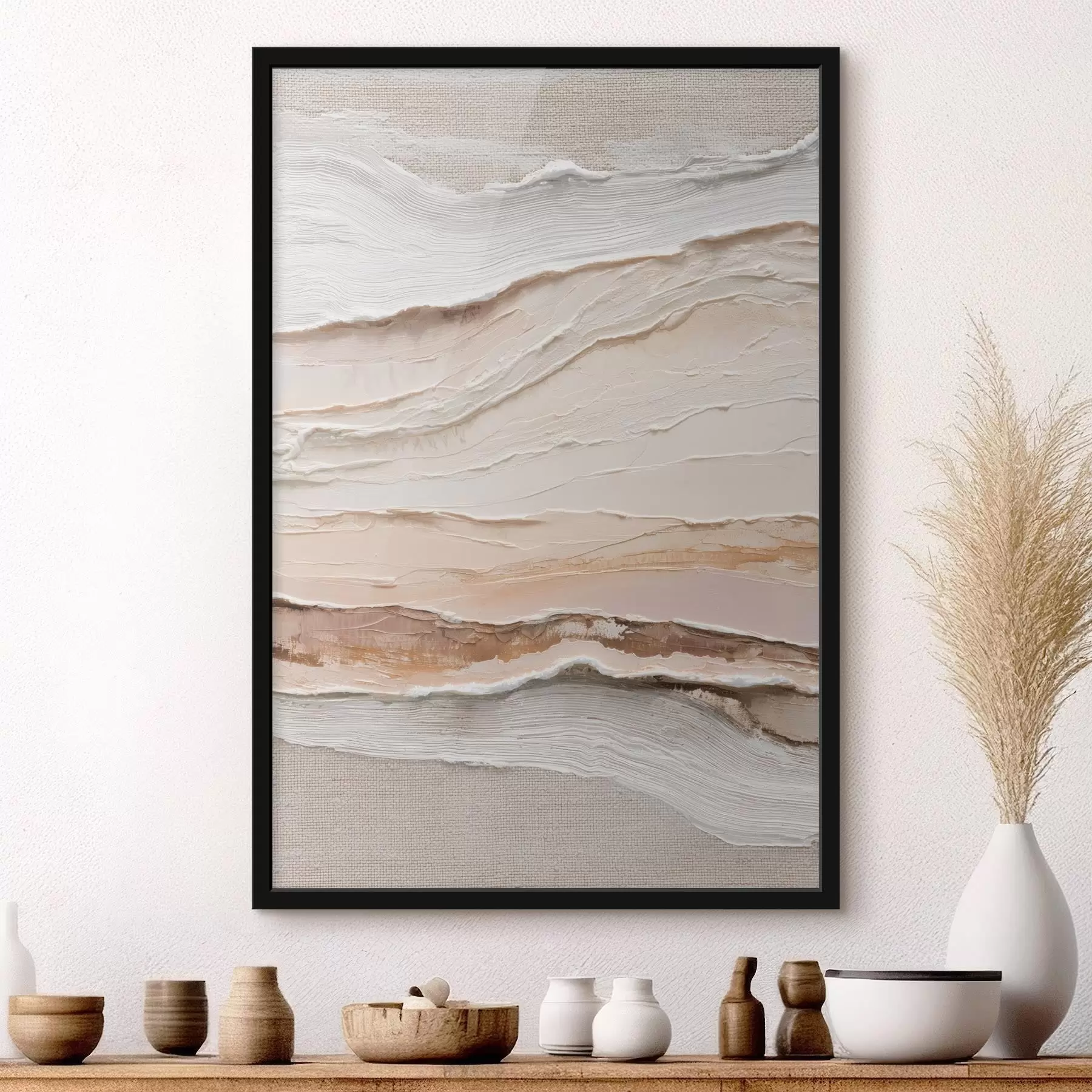 murales de pared Composición en capas en tonos arena y crema f47966