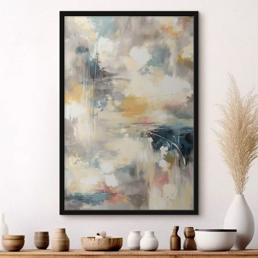 murales de pared Obra de arte abstracta en tonos apagados y estilo minimalista. f47972