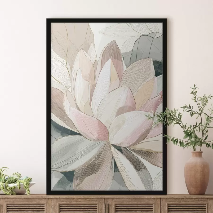 murales de pared Delicados pétalos de loto con contornos definidos f47974