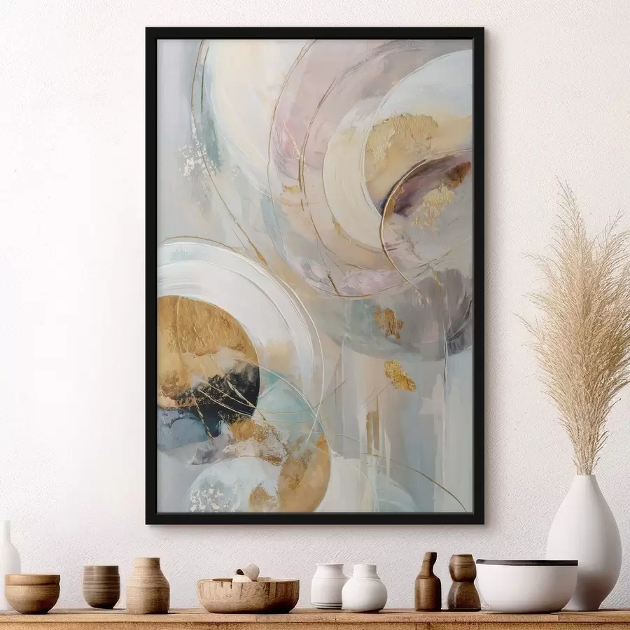 murales de pared Composición con elementos circulares superpuestos y pinceladas f47983