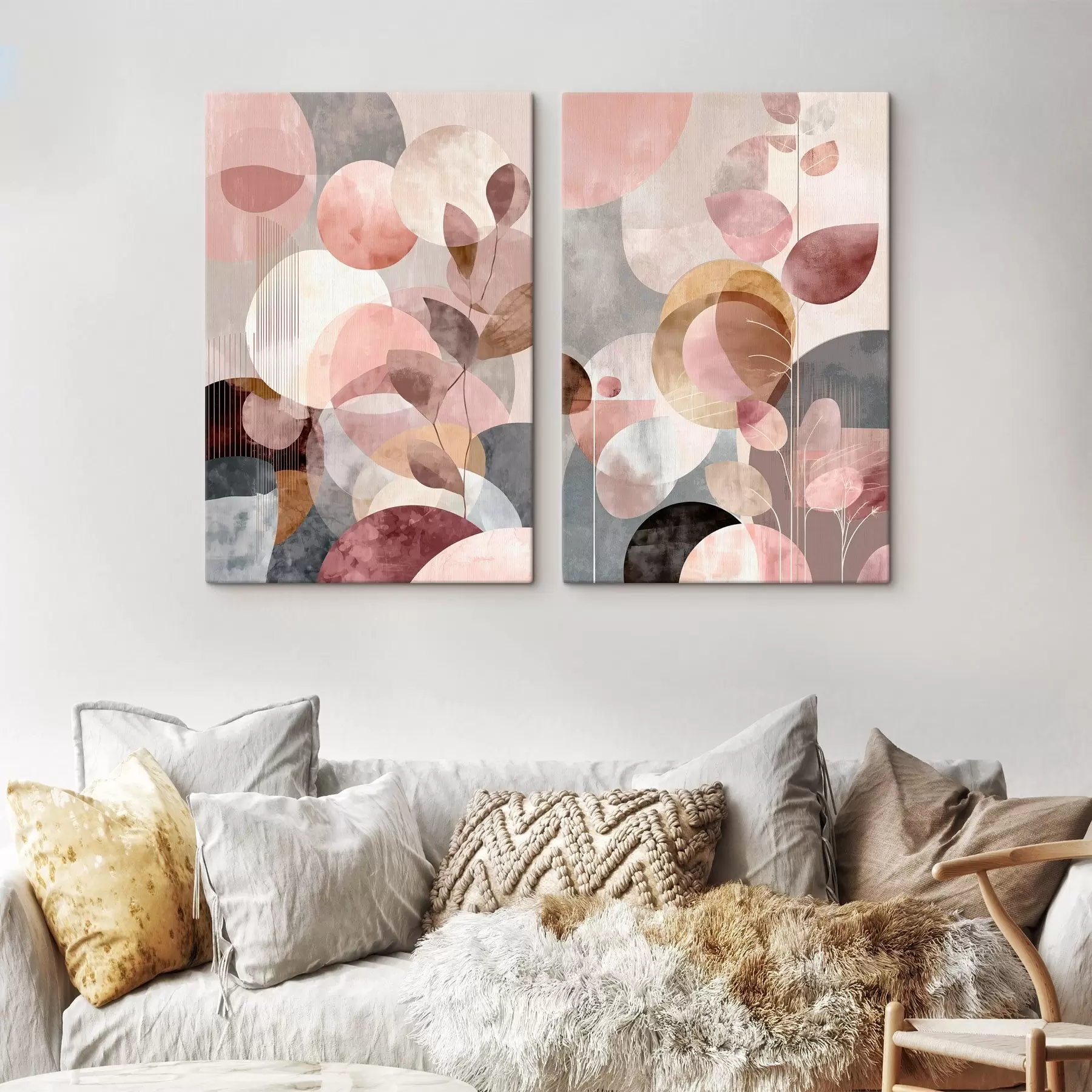 murales de pared Composición de círculos translúcidos y elegantes tallos. m30035