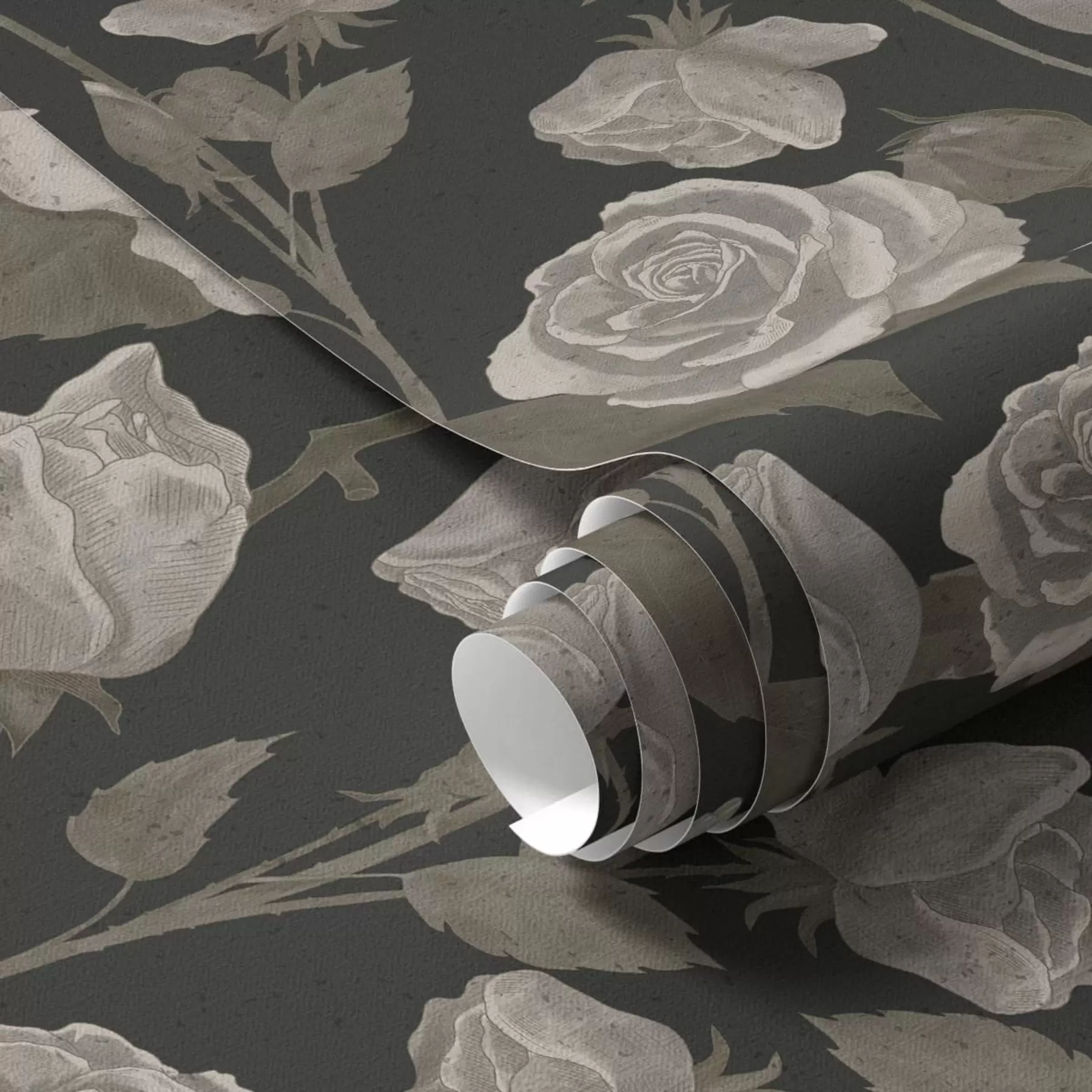 murales de pared Estampado floral con rosas sobre fondo oscuro a01123