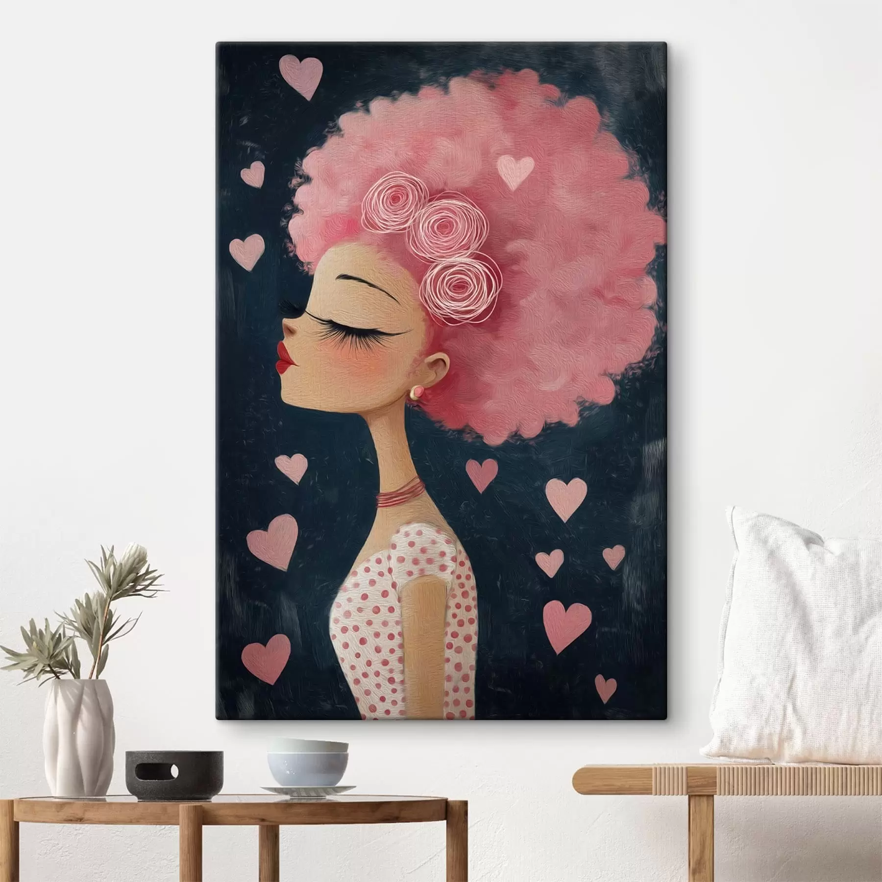 murales de pared Chica con el pelo rosa s48226