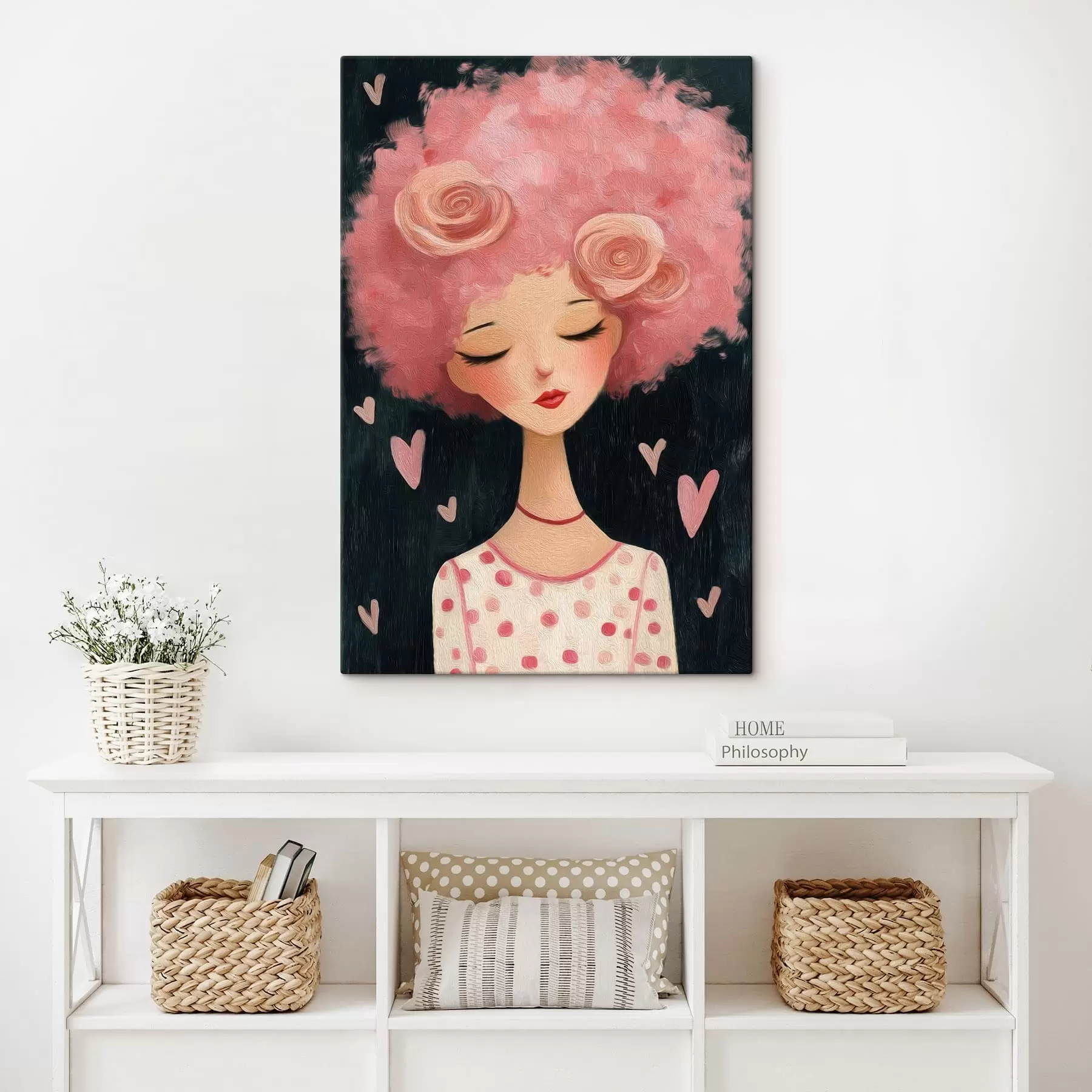 murales de pared Chica con el pelo rosa s48227