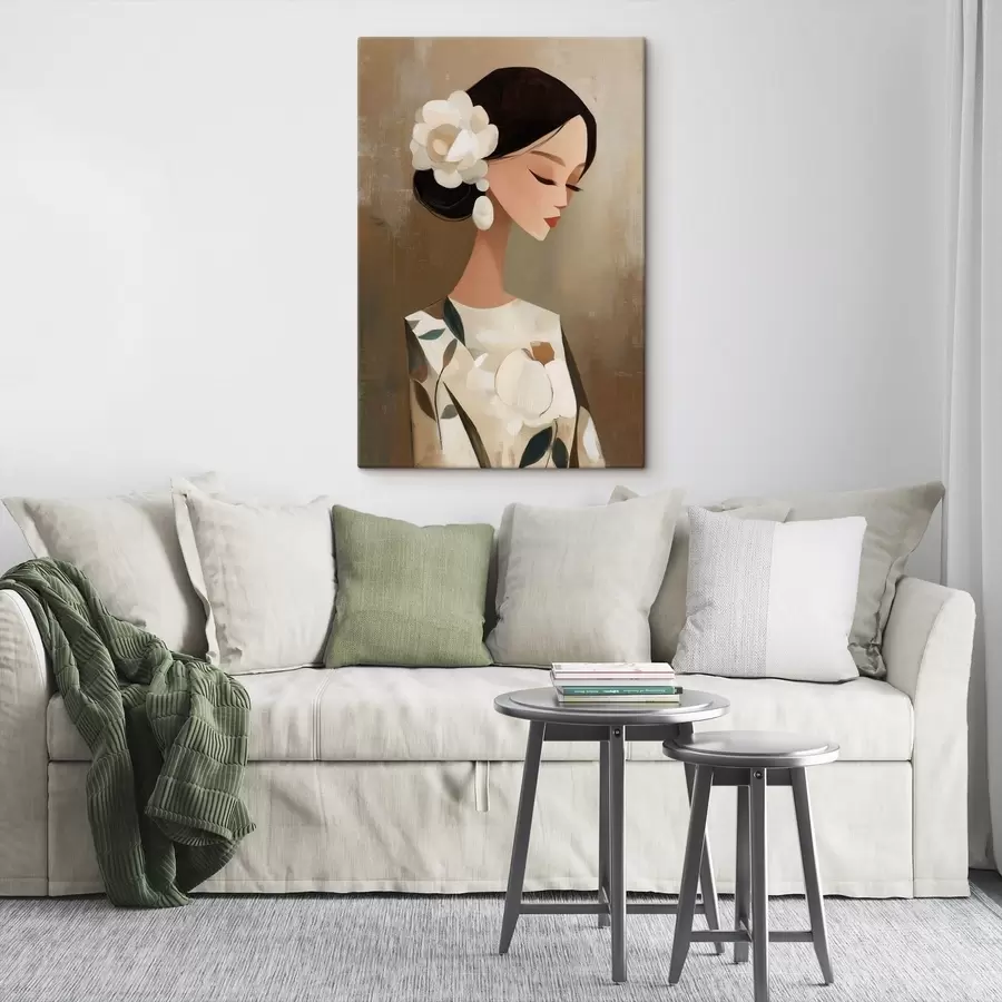 murales de pared Chica con flores en el pelo s48232