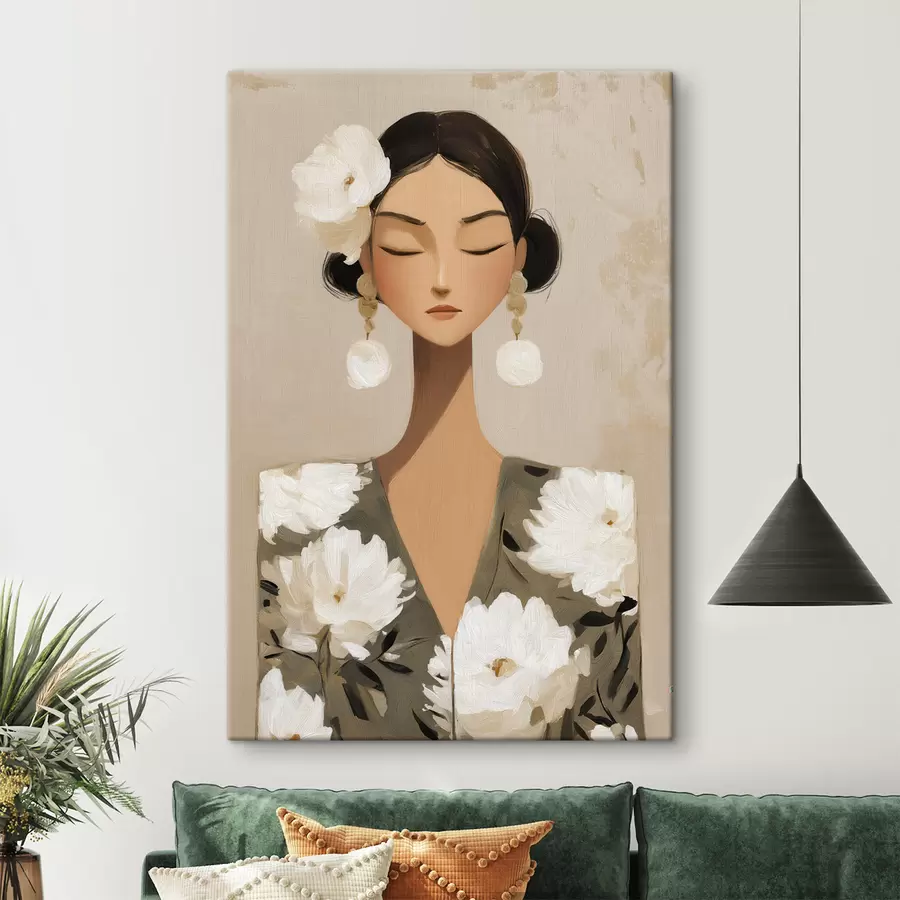 murales de pared Chica con flores en el pelo s48233