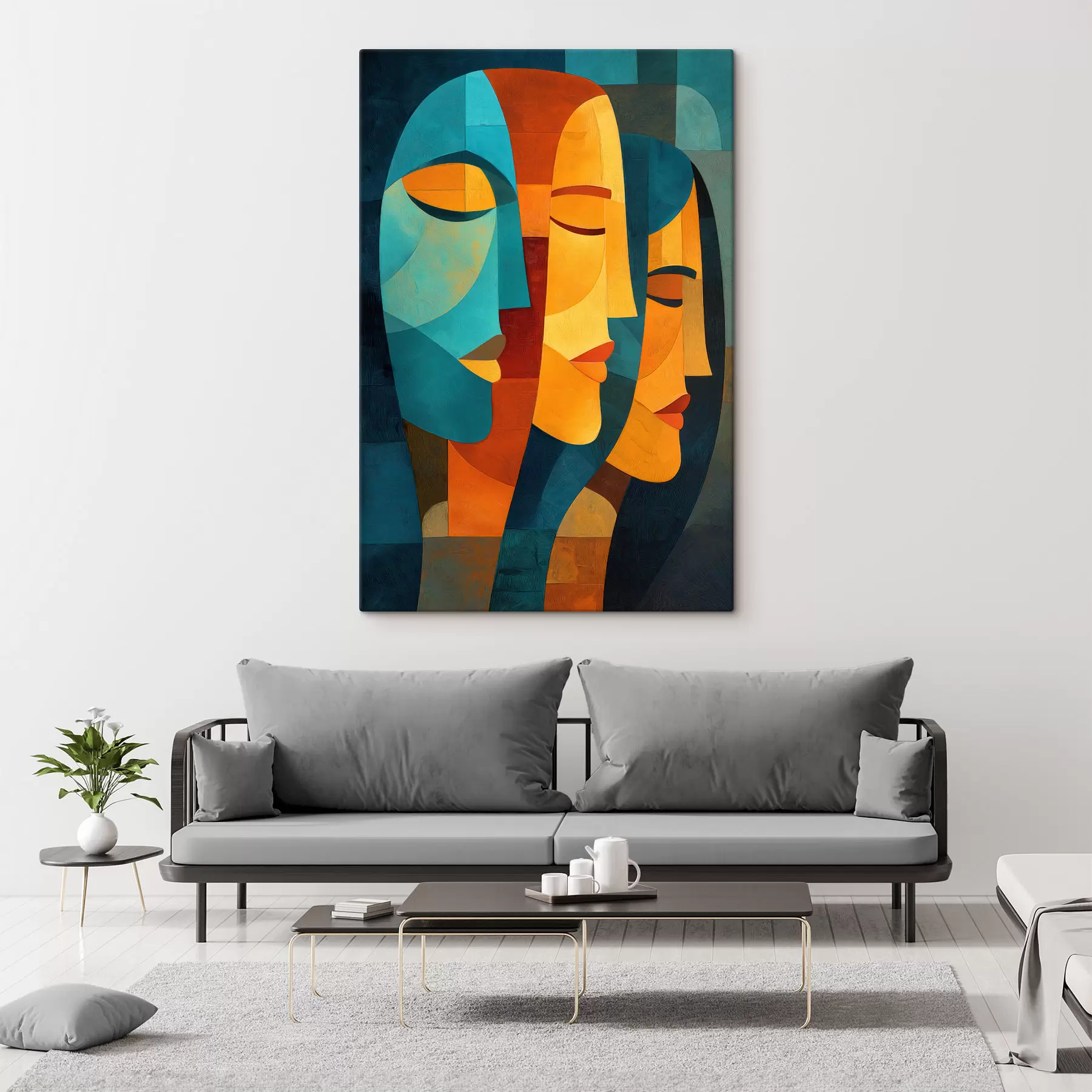 murales de pared Perfiles geométricos femeninos s48256