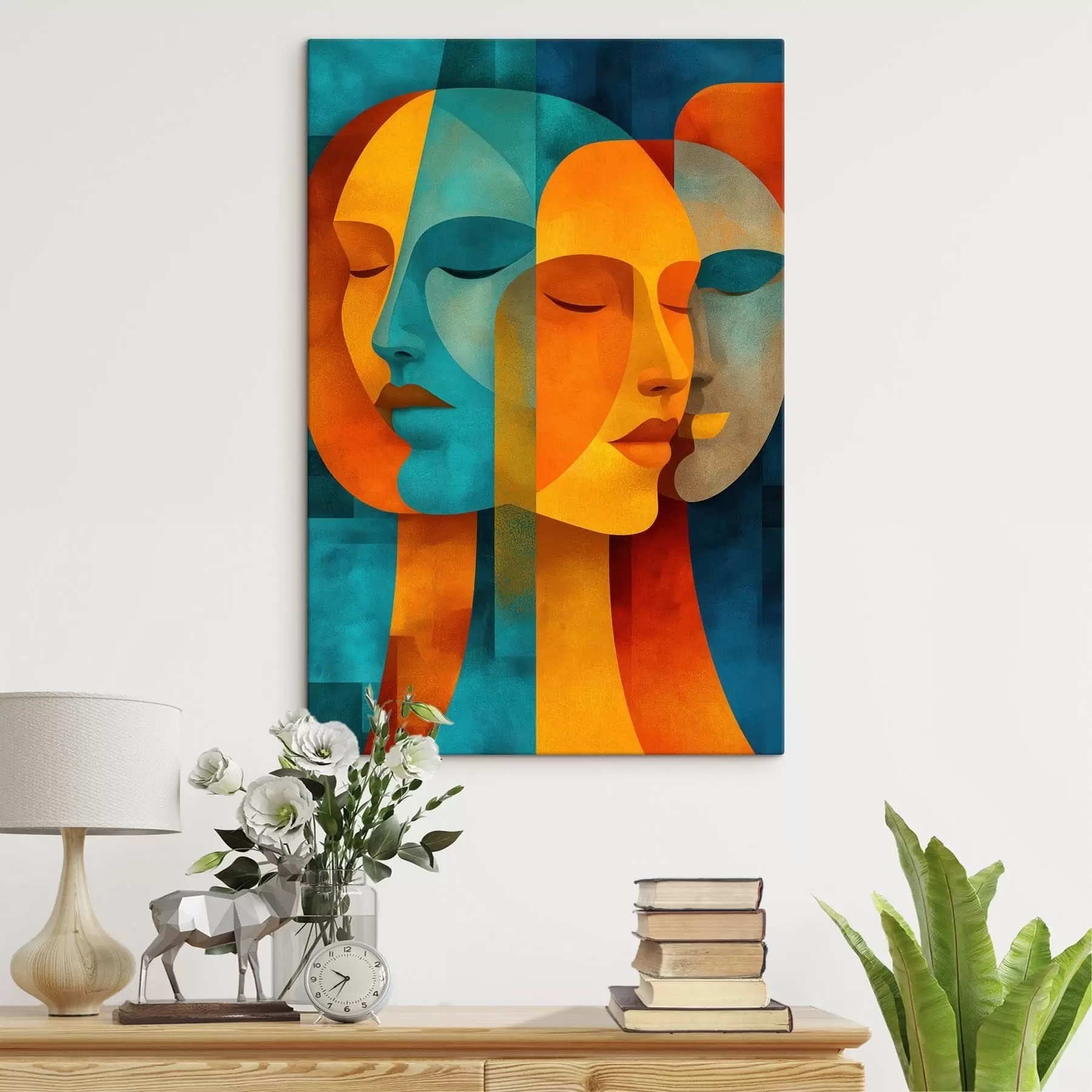 murales de pared Perfiles geométricos femeninos s48257