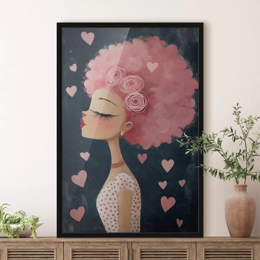murales de pared Chica con el pelo rosa f48226