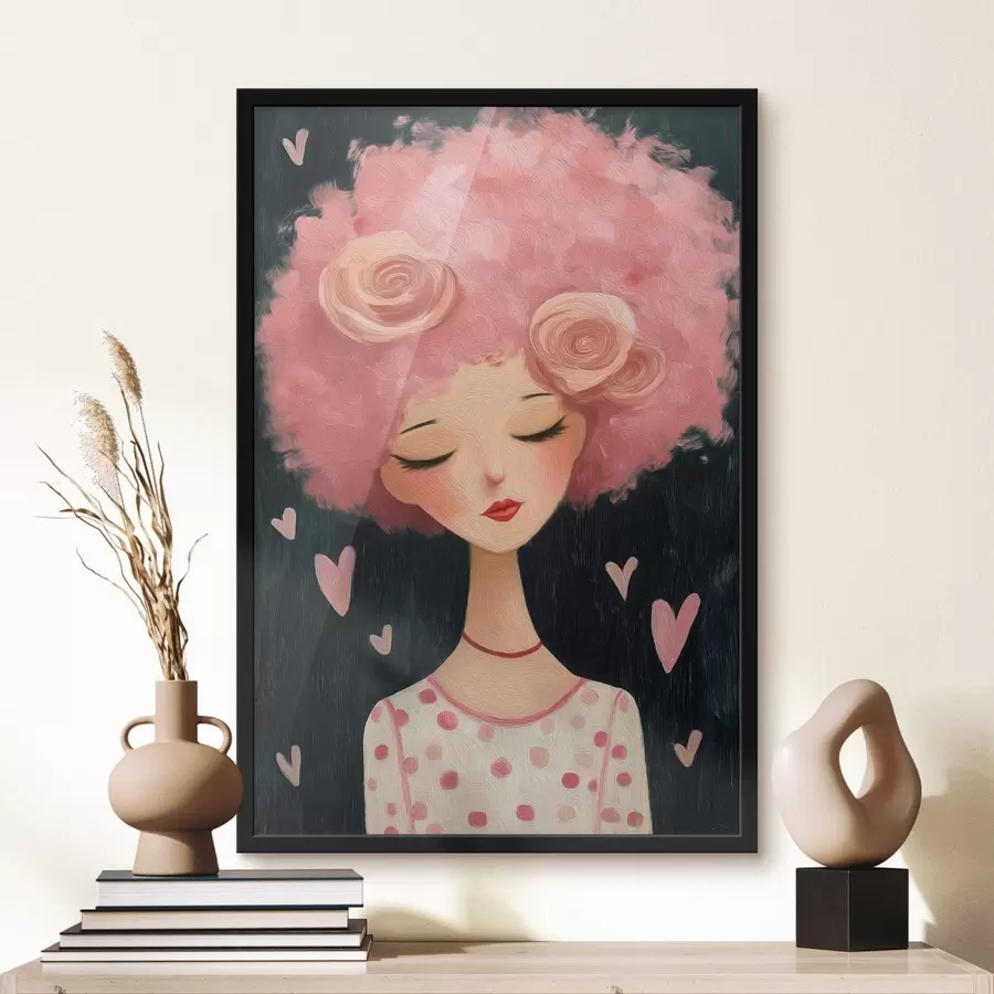 murales de pared Chica con el pelo rosa f48227