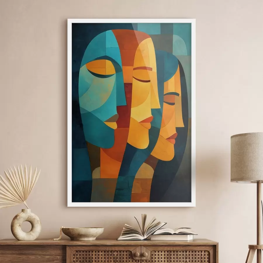 murales de pared Perfiles geométricos femeninos f48256