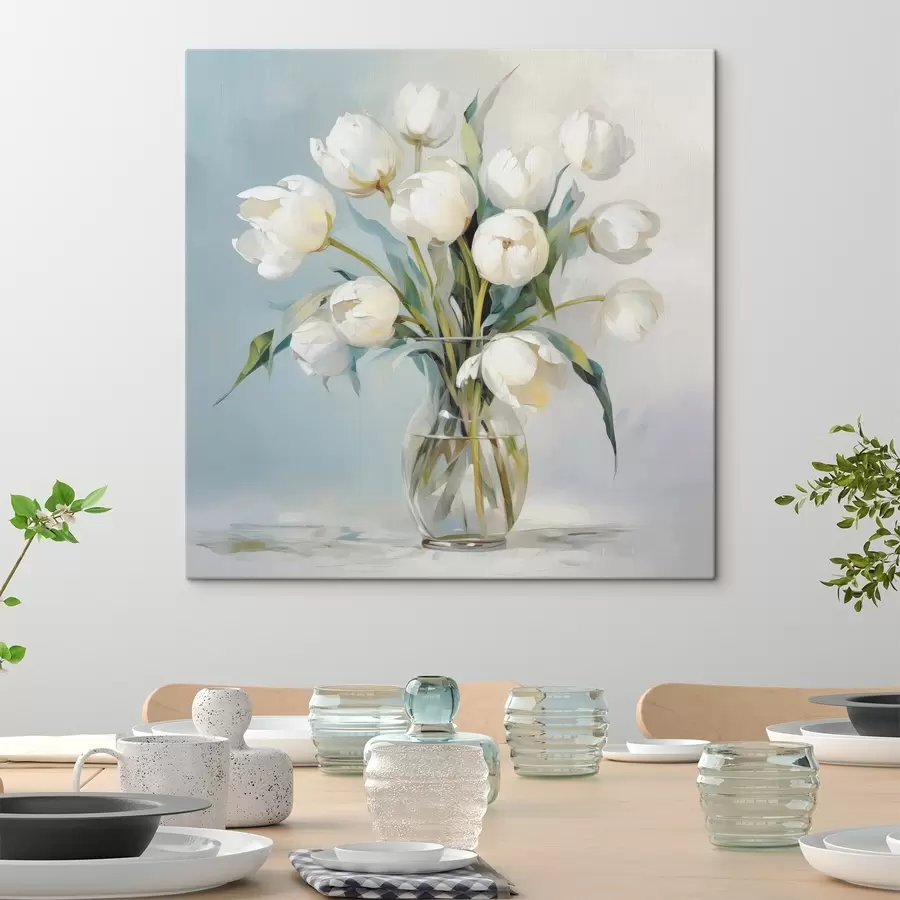 murales de pared Pintura de imitación de tulipanes en un jarrón s48266