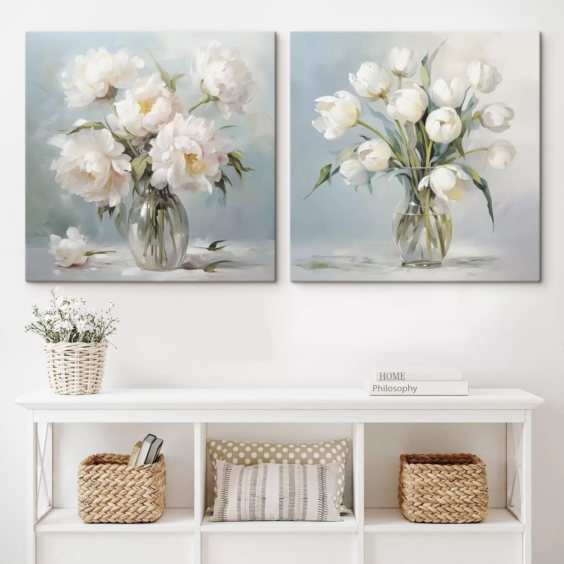 murales de pared Un ramo de flores en un jarrón, pintura de imitación. m30167