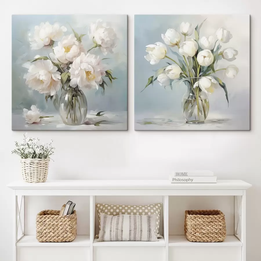 murales de pared Un ramo de flores en un jarrón, pintura de imitación. m30167