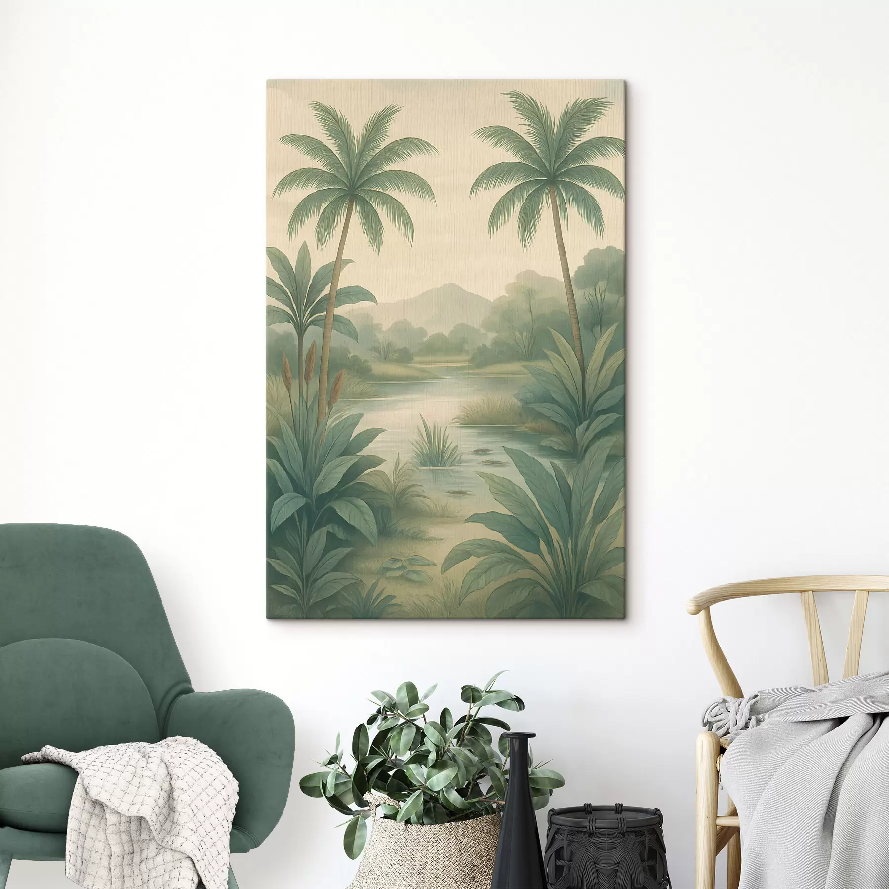 murales de pared paisaje tropical de estilo retro s48296