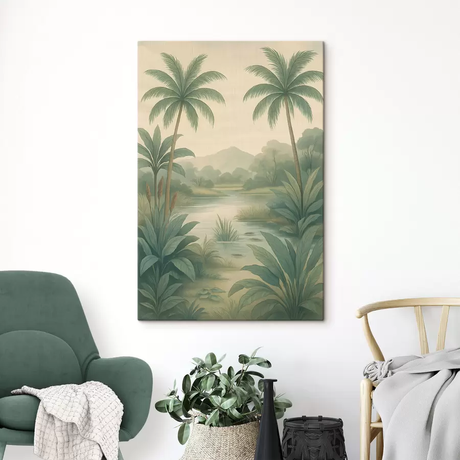 murales de pared paisaje tropical de estilo retro s48296