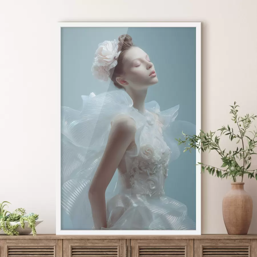 murales de pared una chica delicada con un vestido blanco f48288