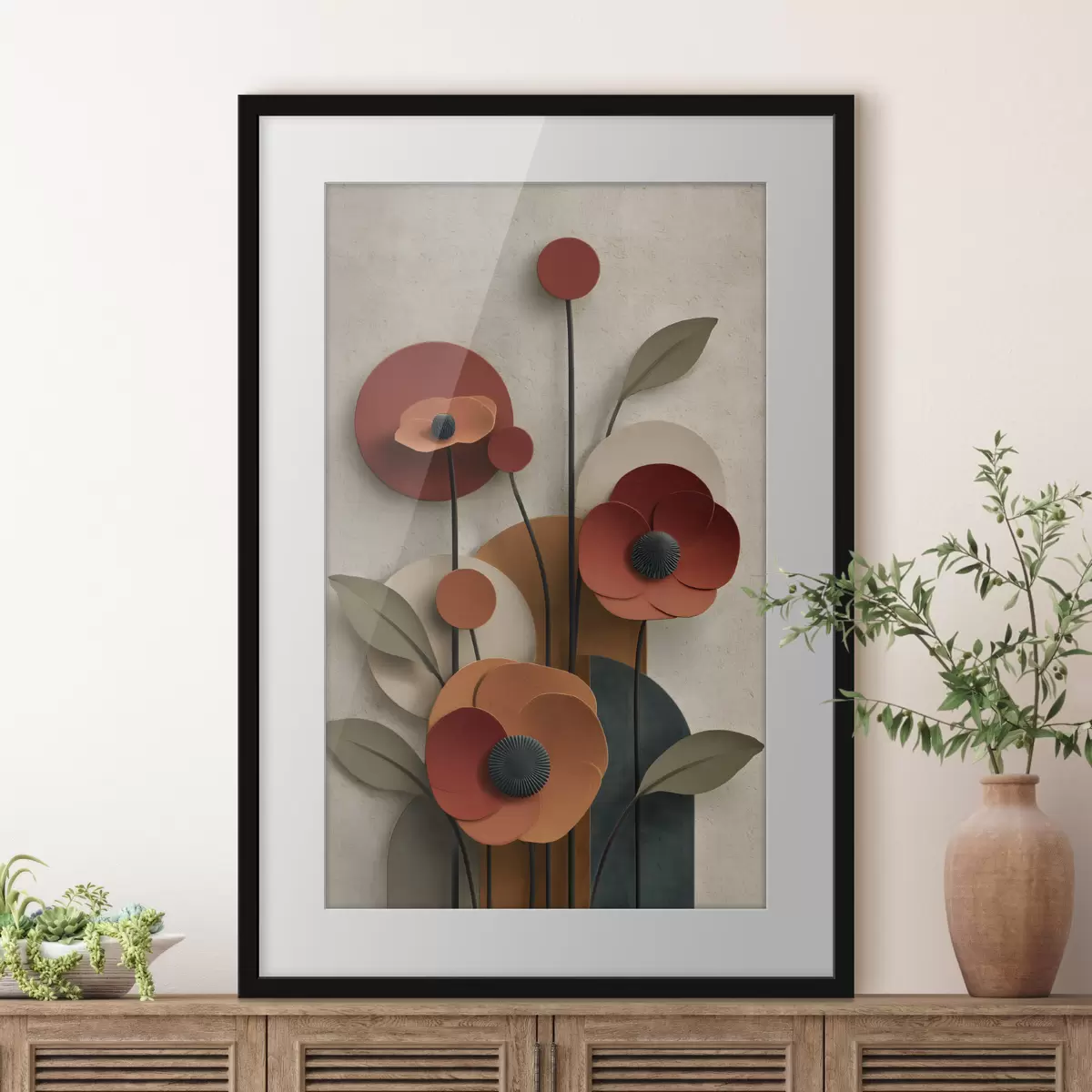 Poster flores en un estilo simplificado con efecto de volumen f48293