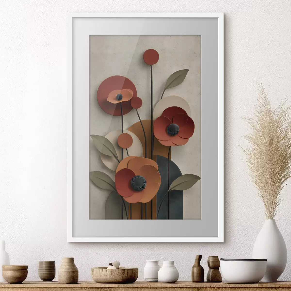 Poster flores en un estilo simplificado con efecto de volumen f48293