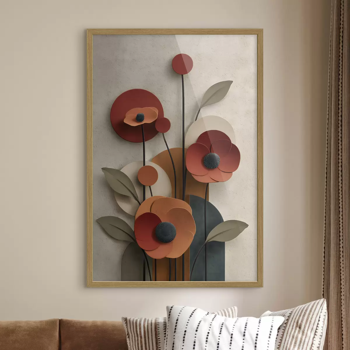 Poster flores en un estilo simplificado con efecto de volumen f48293