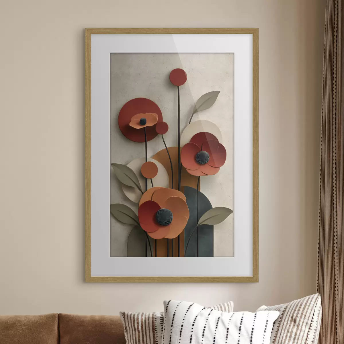 Poster flores en un estilo simplificado con efecto de volumen f48293