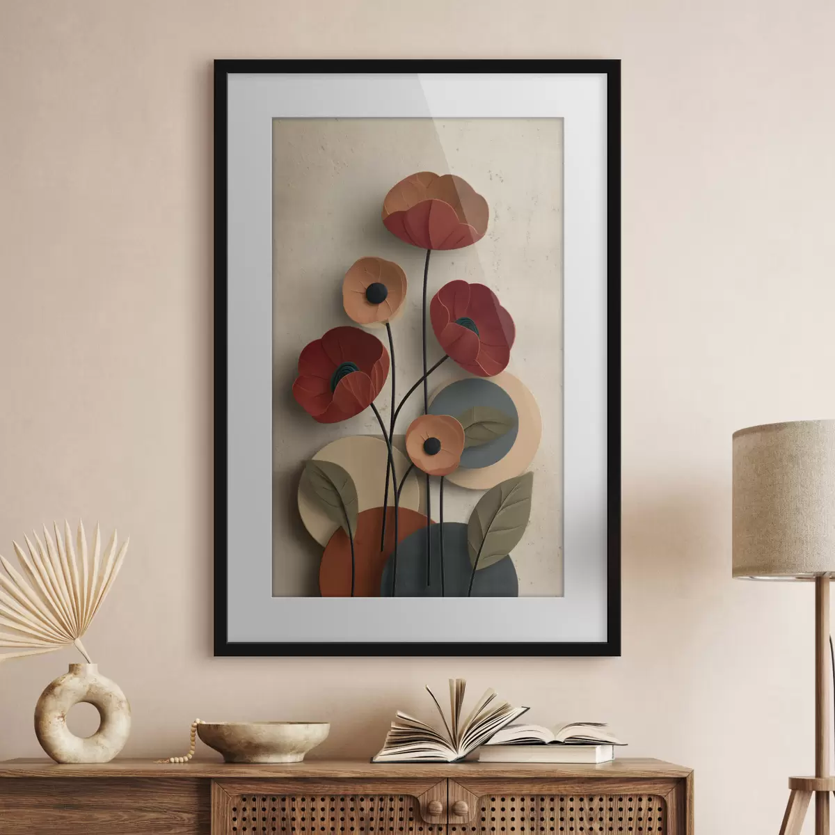 Poster flores en un estilo simplificado con efecto de volumen f48294