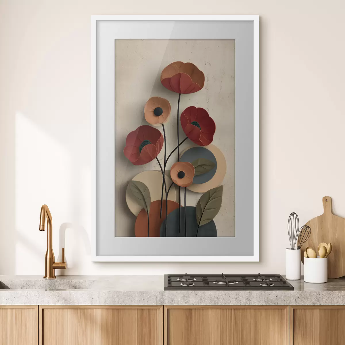 Poster flores en un estilo simplificado con efecto de volumen f48294