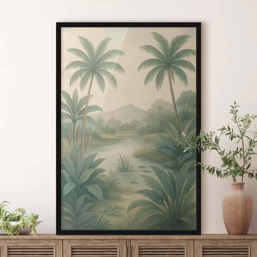 murales de pared paisaje tropical de estilo retro f48296