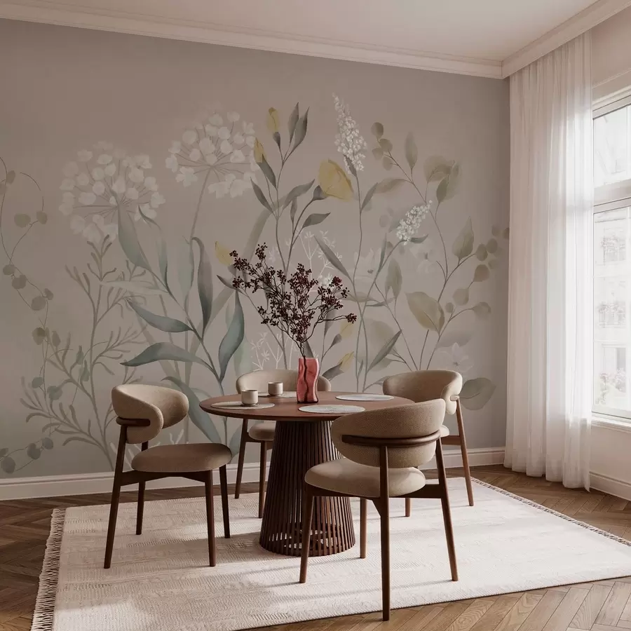 murales de pared Composición botánica en cálidos tonos beige. w05154v2