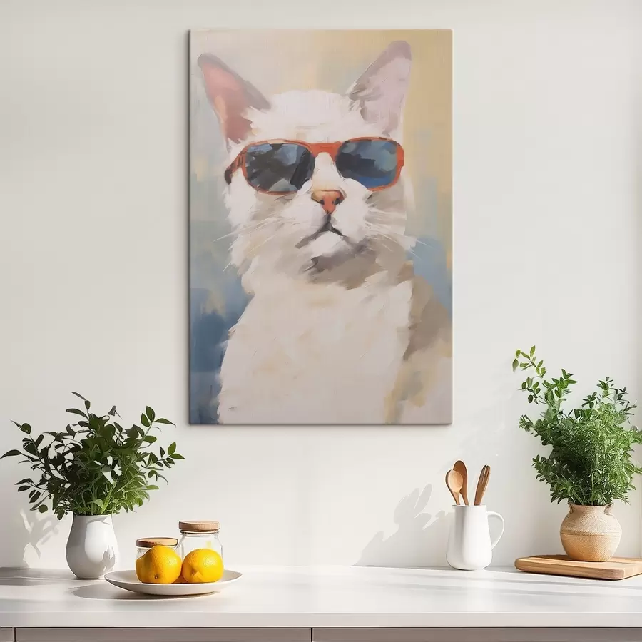 murales de pared Gato con gafas imitación de pintura s48273