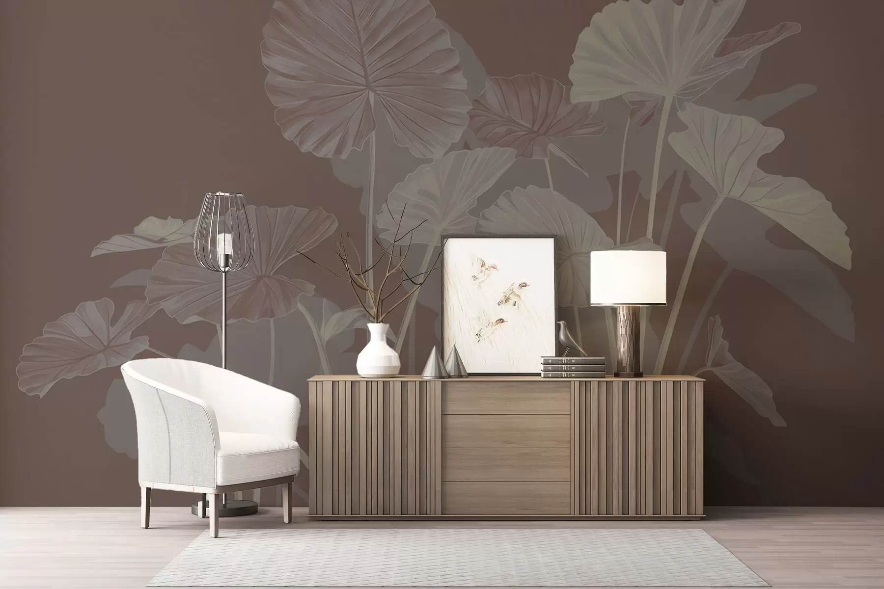 murales de pared Jardín de lotos pintados w05364v2