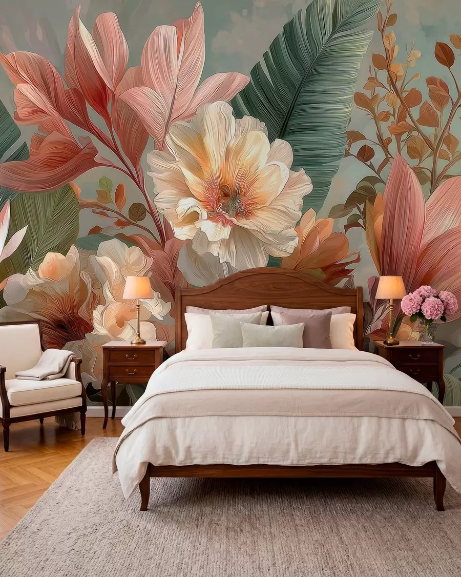 murales de pared Flores con hojas w05378