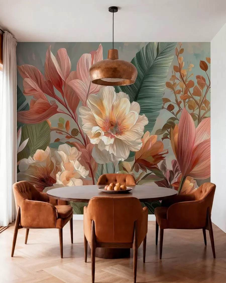murales de pared Dosel de flores coral w05378