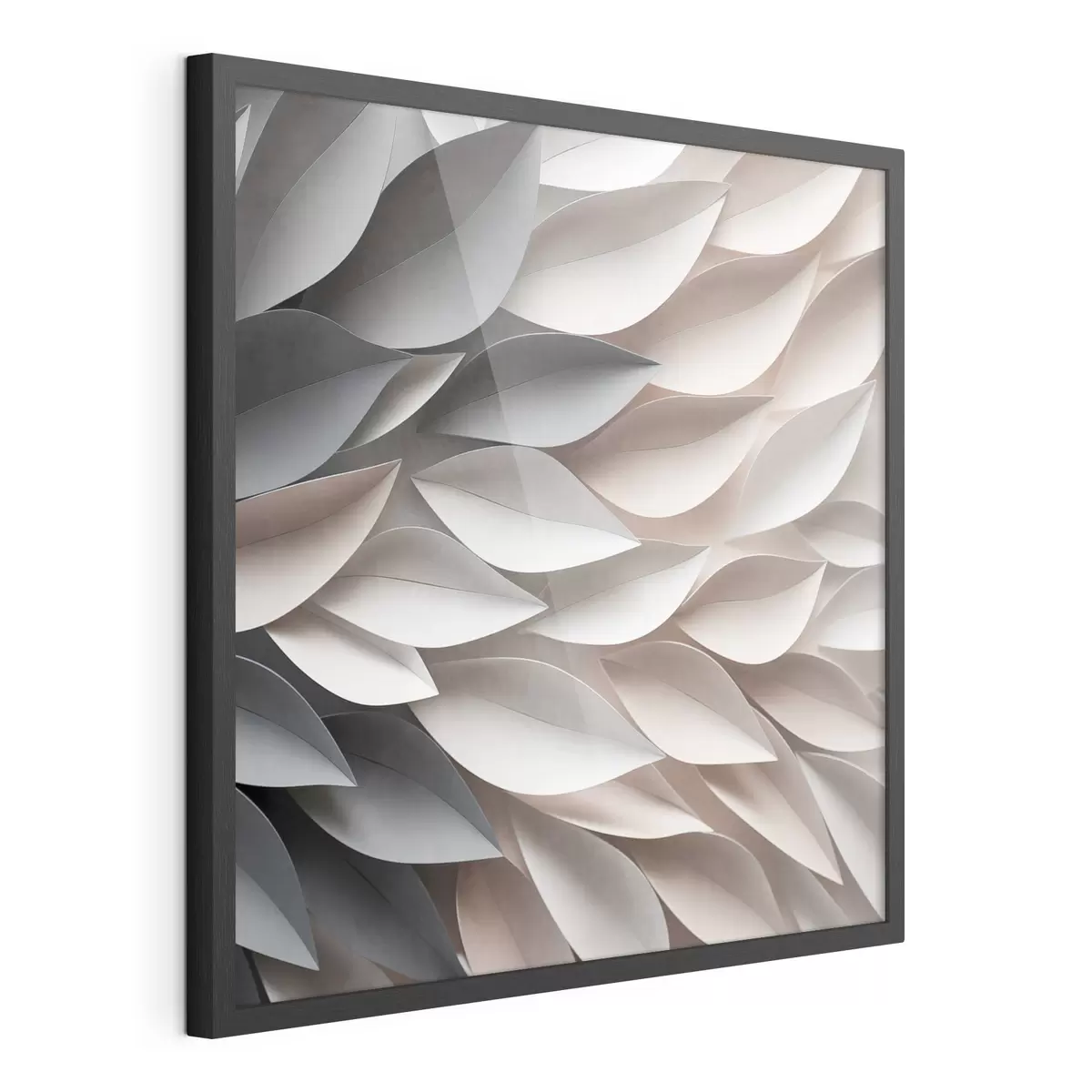 Poster Un diseño abstracto de hojas superpuestas con textura en tonos neutros de beige, crema y gris f48408