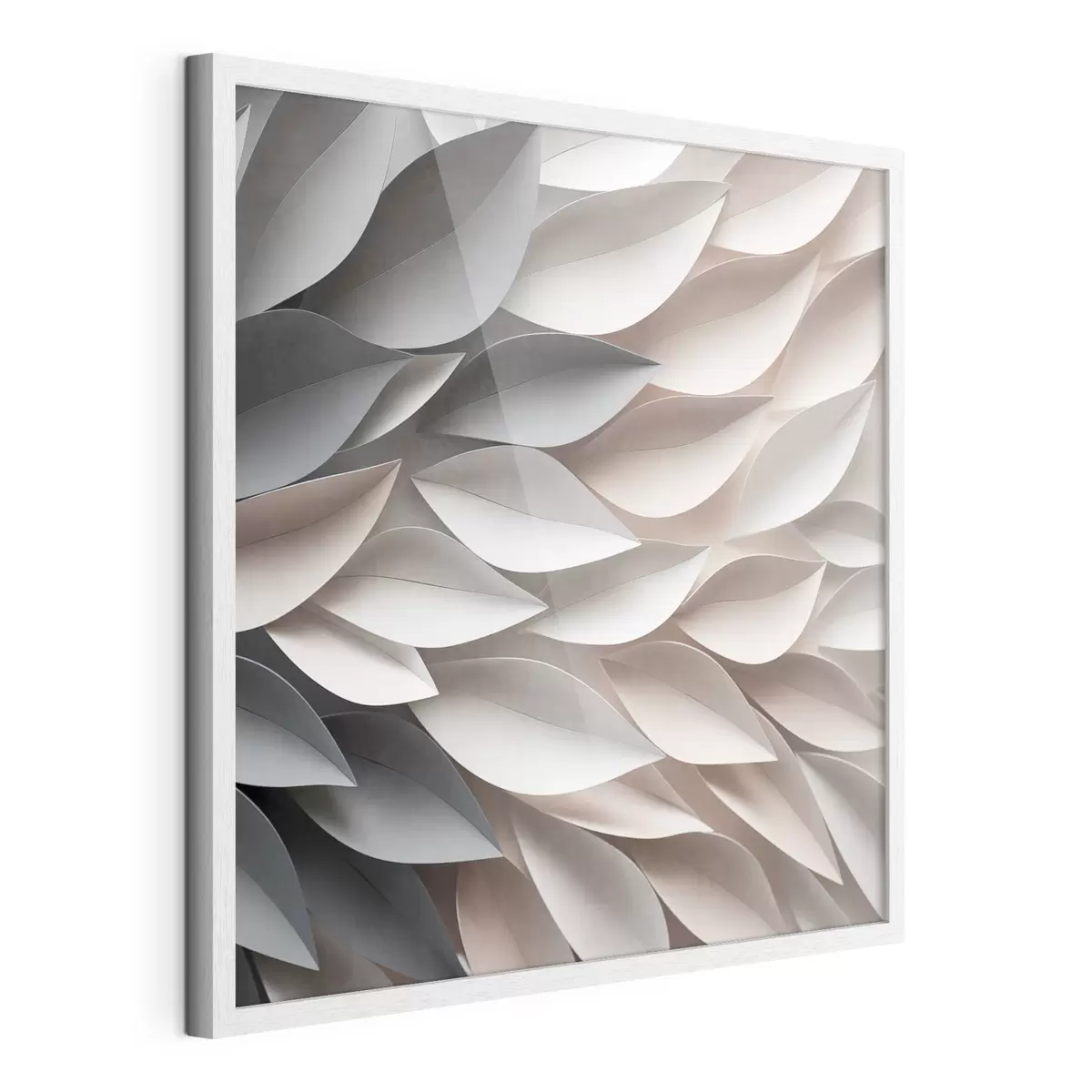 Poster Un diseño abstracto de hojas superpuestas con textura en tonos neutros de beige, crema y gris f48408