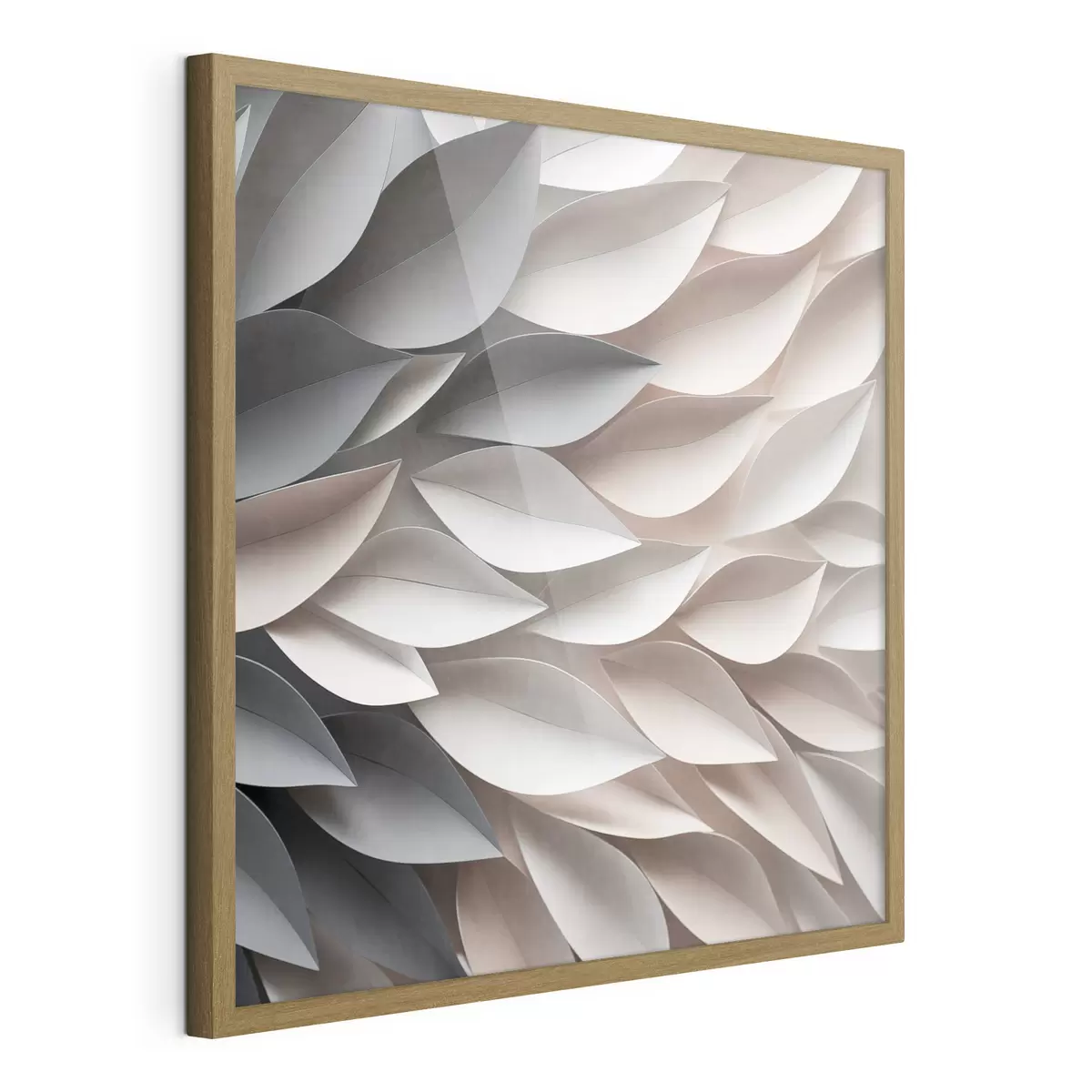 Poster Un diseño abstracto de hojas superpuestas con textura en tonos neutros de beige, crema y gris f48408