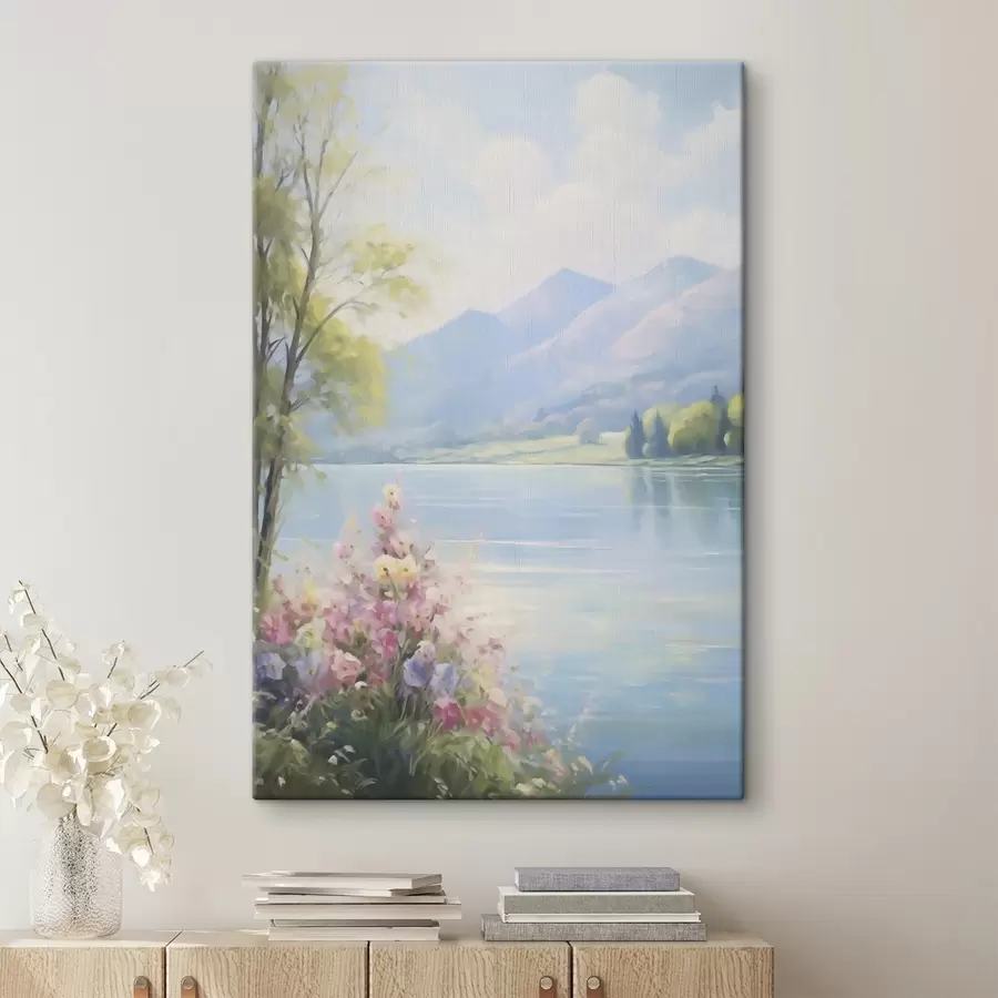 murales de pared Imitación de un cuadro con paisaje lacustre s48423