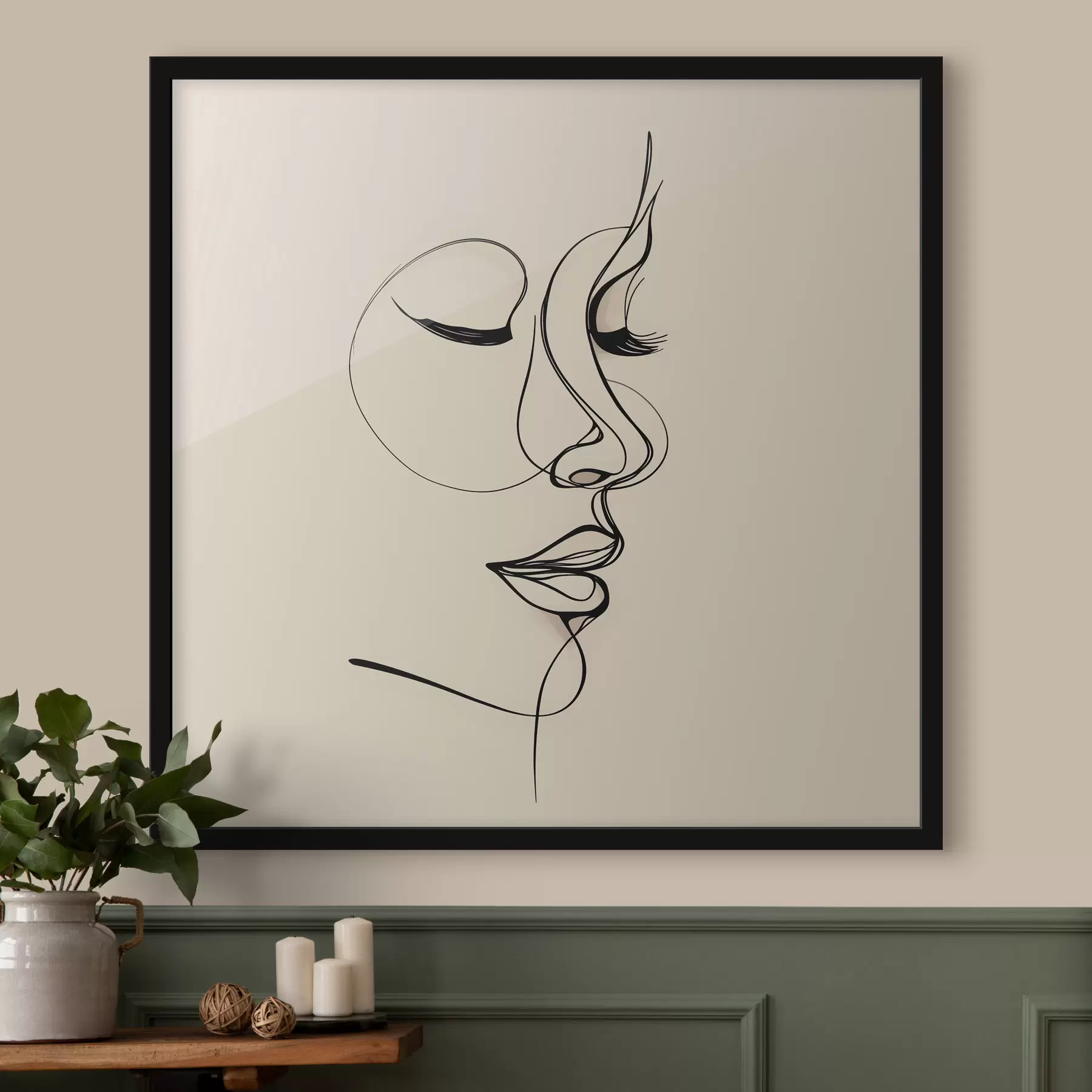 murales de pared Boceto de una cara con líneas f48429