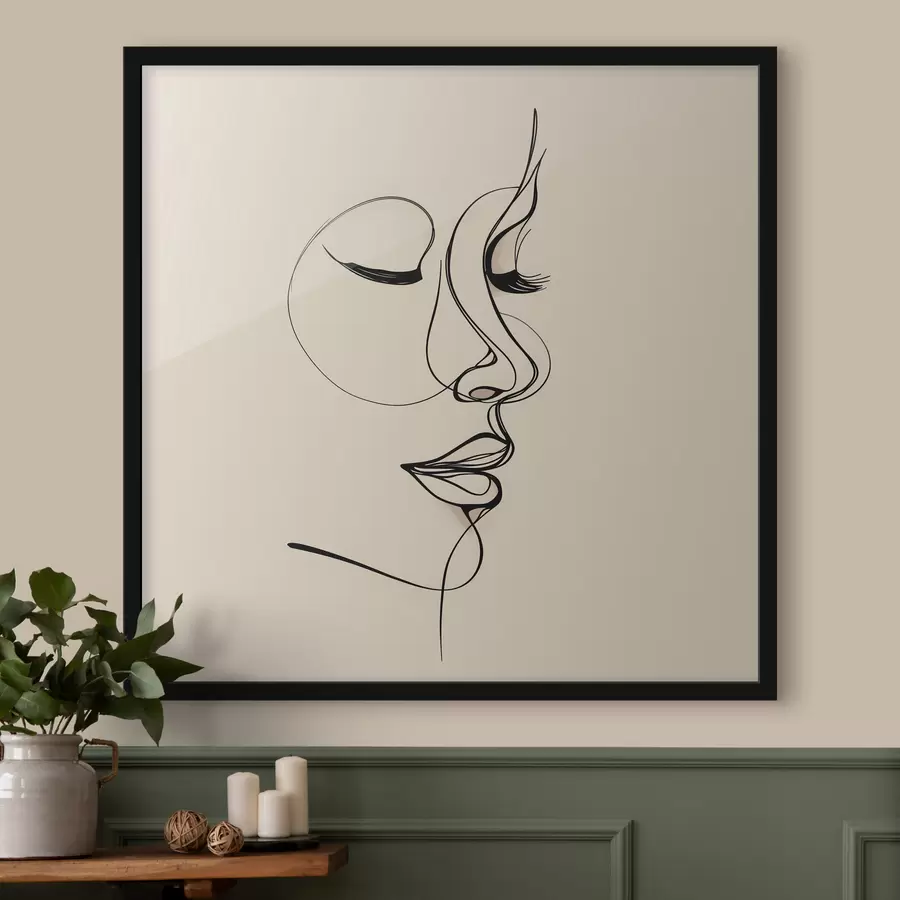 murales de pared Boceto de una cara con líneas f48429