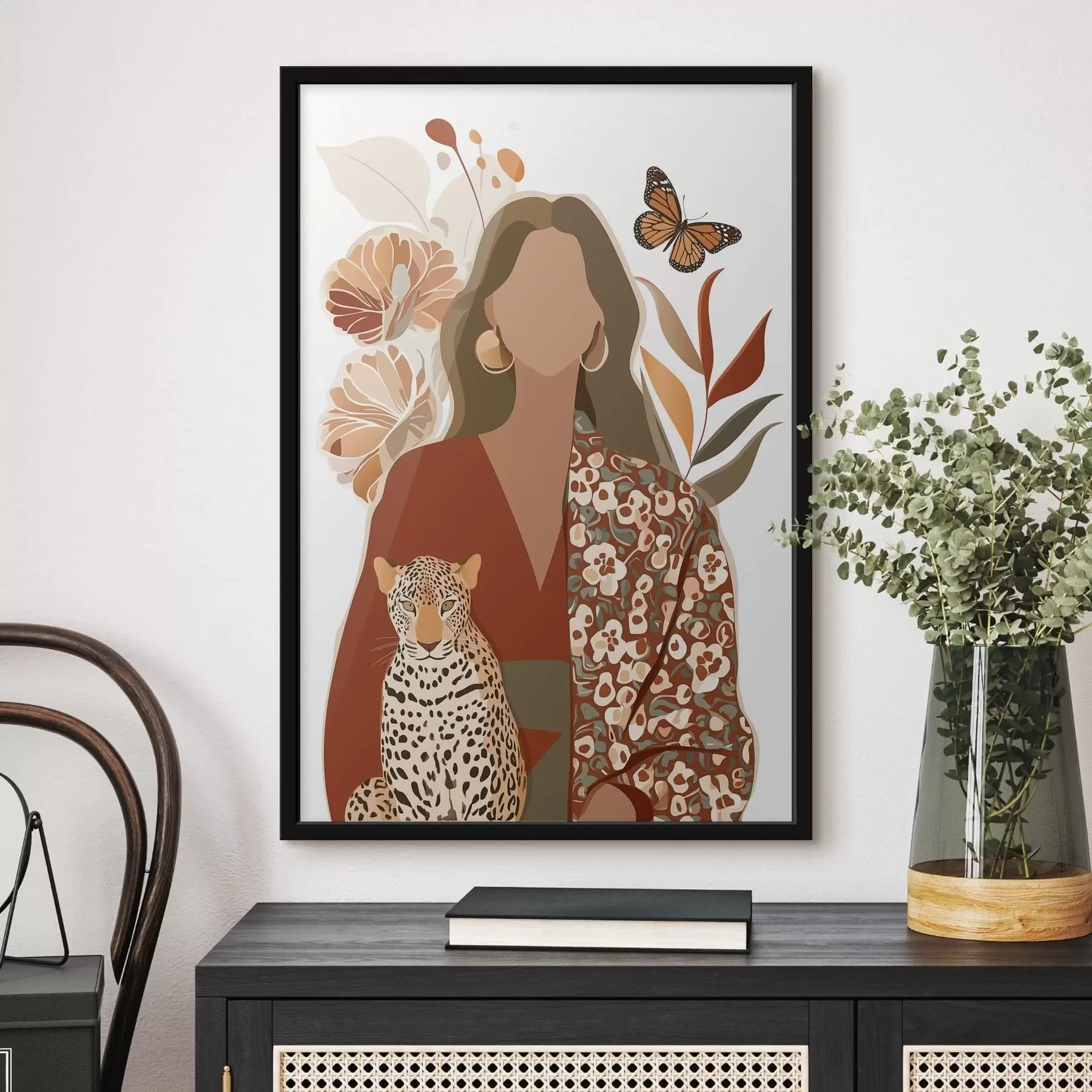 murales de pared Mujer con fondo floral f48435