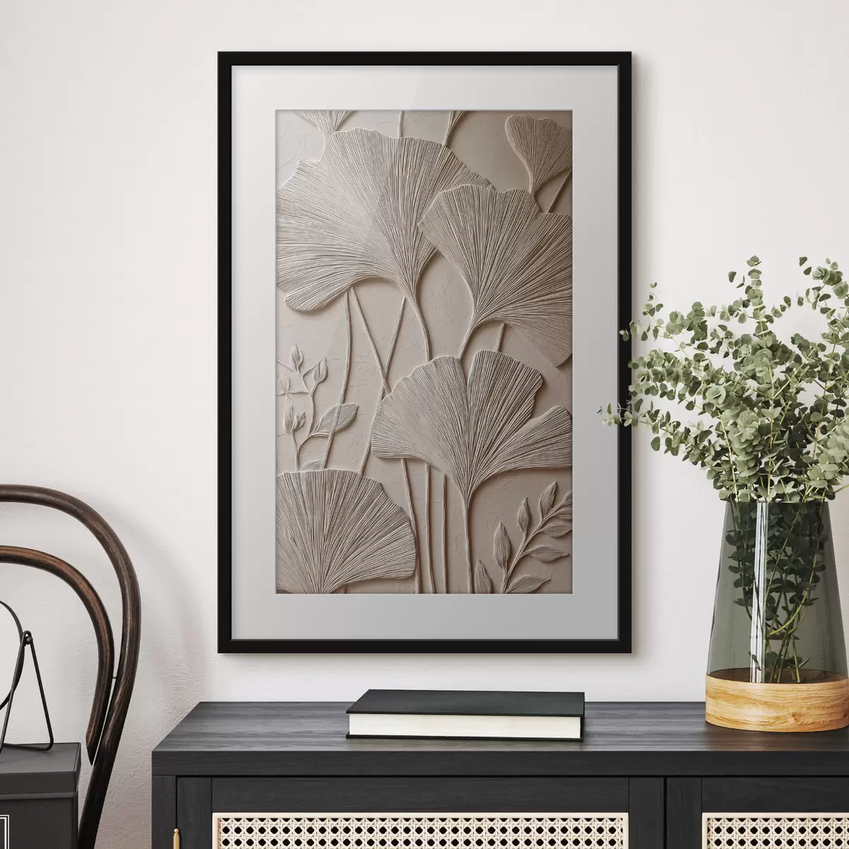Poster Panel con motivos florales en relieve f48447