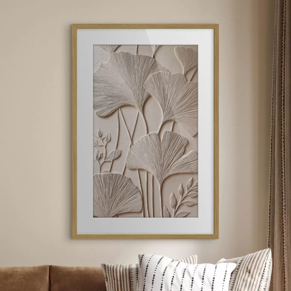 Poster Panel con motivos florales en relieve f48447