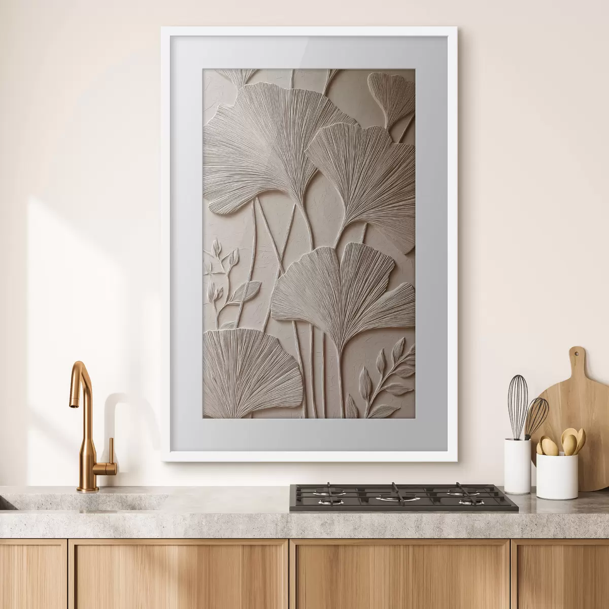 Poster Panel con motivos florales en relieve f48447