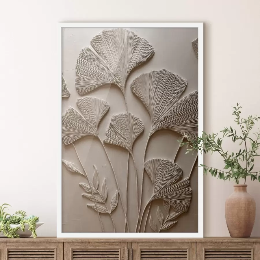 murales de pared Relieve decorativo de hojas f48448
