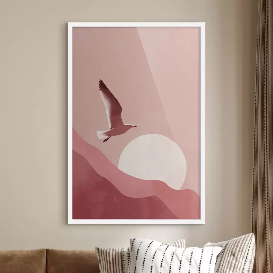 murales de pared Un pájaro en el cielo al atardecer f48453